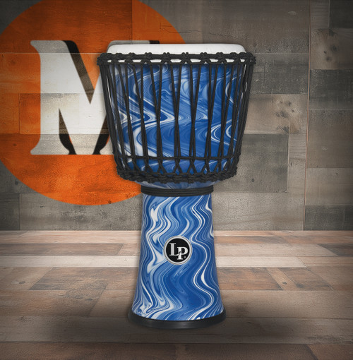 Latin Percussion LP 10-inch Rope Tuned Circle Djembe with Perfect-Pitch head - Blue Marble (LP2010-BM)
