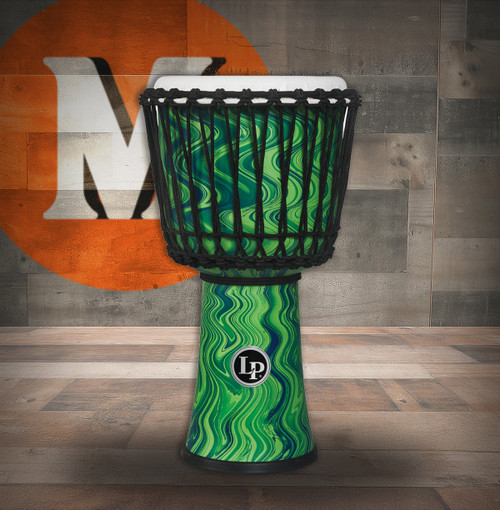 Latin Percussion LP Latin Percussion 10-inch Rope Tuned Circle Djembe with Perfect-Pitch head - Green Marble (LP2010-GM)