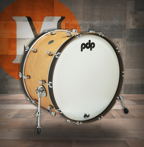 PDP Concept Classic 14x24 Natural Stain Kick Drum with Walnut Stain Hoops (PDCC1424KKNW) | Musician Madness