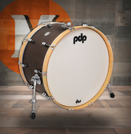 PDP Concept Classic 14x24 Walnut Stain Kick Drum with Natural Stain Hoops (PDCC1424KKWN) 