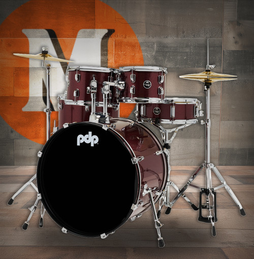PDP Center Stage Ruby Red Sparkle 5pc Kit Hardware Cymbals & Throne Included (PDCE2215KTRR) | Musician Madness