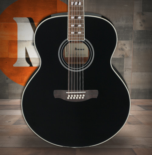 Ibanez AJ7012M1E Artwood Jumbo 12 String Acoustic Electric Guitar - Black (AJ7012M1EBK) | Musician Madness