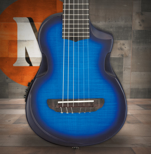 Ibanez AUP10N Nylon-String Piccolo Acoustic Electric Guitar - Transparent Blue Burst (AUP10FMNETBO) | Musician Madness