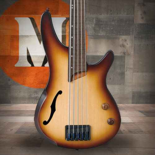 Ibanez SR Bass Workshop 5 String Electric Bass - Hollow Body Fretless - Fretless - Natural Browned Burst Flat (SRH505FNNF)