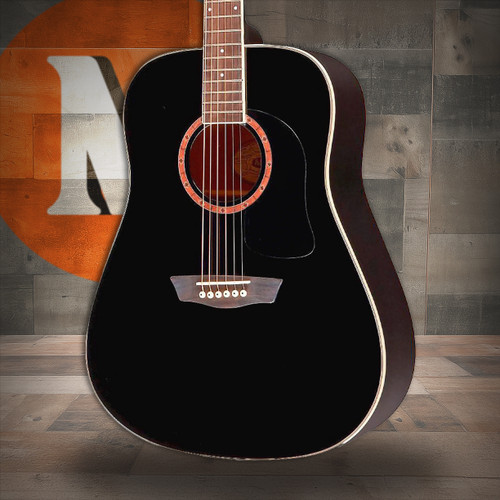 Washburn WD100DL Dreadnought Mahogany Acoustic Guitar - Black (WD100DLBK-A-U)