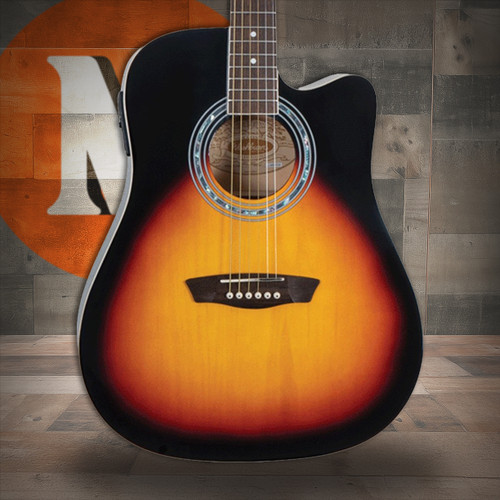 Washburn WA90CEVSB Dreadnought Acoustic Electric Guitar - Tobacco Burst (WA90CEVSB-U)|Musician Madness