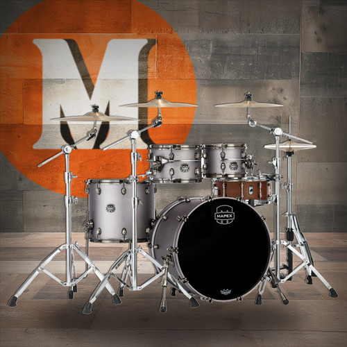 Mapex Saturn Evolution Classic 4 Piece Shell Pack Without Snare - Gun Metal Grey  (SE529XEBBPG) | Musician Madness