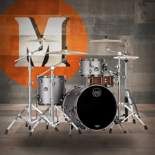 Mapex Saturn Evolution Hybrid Straight Ahead 3 Shell Pack Without Snare - Gun Metal Grey (SE401XHBPG) | Musician Madness
