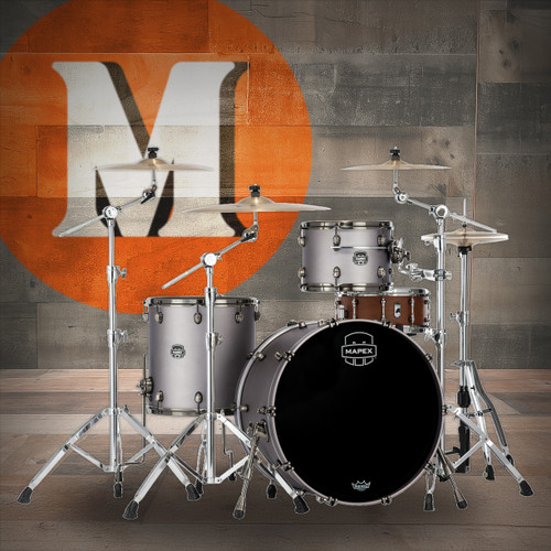 Mapex Saturn Evolution Hybrid Powerhouse Rock 3 Piece Shell Pack Without Snare - Gun Metal Grey (SE446XHBPG) | Musician Madness