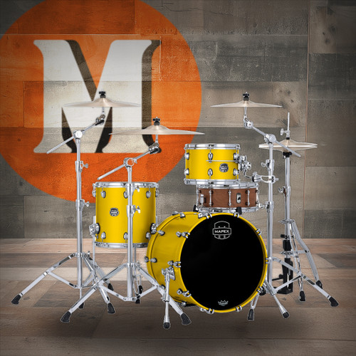 Mapex Saturn Evolution Hybrid Straight Ahead 3 Shell Pack Without Snare - Tuscan Yellow (SE401XHPM) | Musician Madness