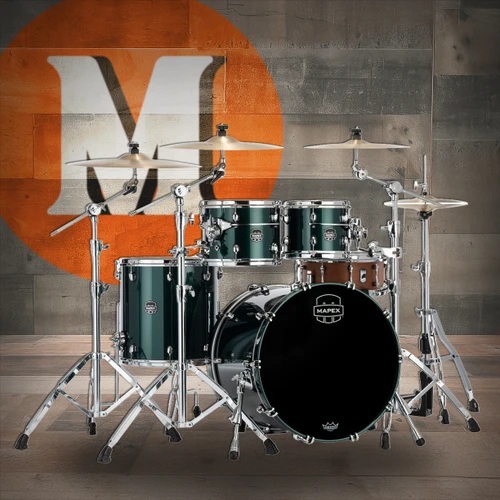 Mapex Saturn Evolution Rock 4 Piece Shell Pack Without Snare - Brunswick Green (SE529XMPQ)