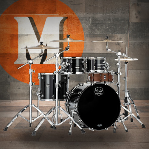 Mapex Saturn Evolution Classic 4 Piece Shell Pack Without Snare - Piano Black (SE529XEMPB) 