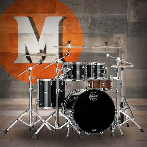 Mapex Saturn Evolution Rock 4 Piece Shell Pack Without Snare - Piano Black (SE529XBPB) | Musician Madness