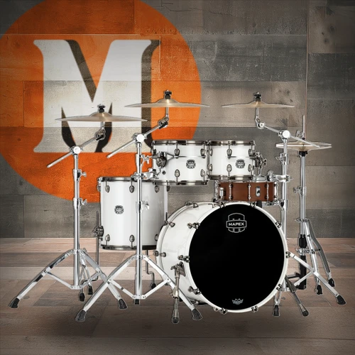 Mapex Saturn Evolution Rock 4 Piece Shell Pack Without Snare - Polar White (SE529XBBPI)