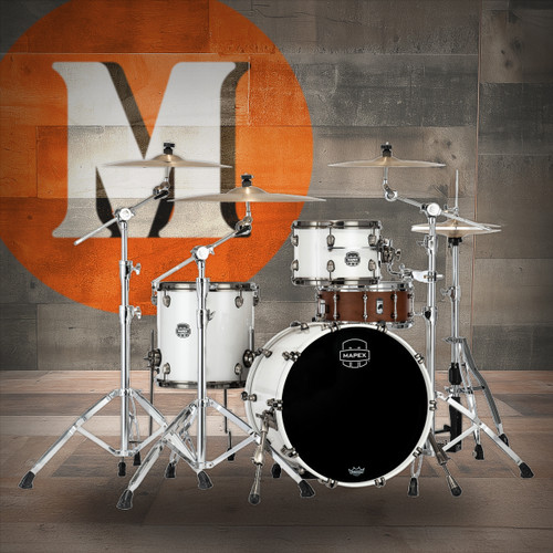 Mapex Saturn Evolution Hybrid Straight Ahead 3 Shell Pack Without Snare - Polar White (SE401XHBPI) | Musician Madness