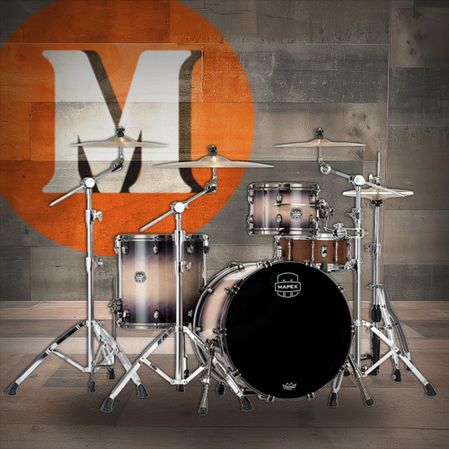 Mapex Saturn Evolution Hybrid Organic Rock 3 Piece Shell Pack Without Snare - Exotic Violet Burst  (SE426XHBPZ) | Musician Madness