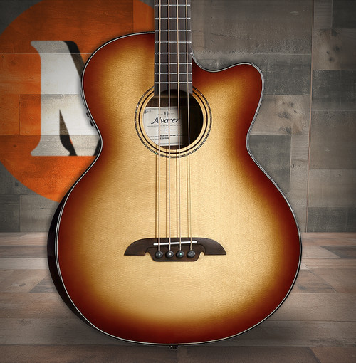 Alvarez Artist Elite Bass Guitar Acoustic Electric Shadowburst Armrest with Cutaway (AEB70CE_Armrest_Shadowburst) | Musician Madness