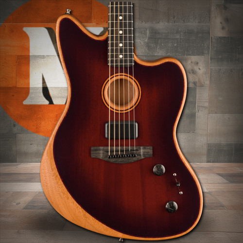 Fender American Acoustasonic Jazzmaster All-Mahogany, Ebony Fingerboard, Bourbon Burst | Musician Madness