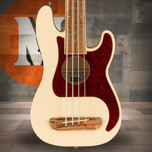 Fender Fullerton Precision Bass Uke, Walnut Fingerboard, Tortoiseshell Pickguard, Olympic White | Musician Madness