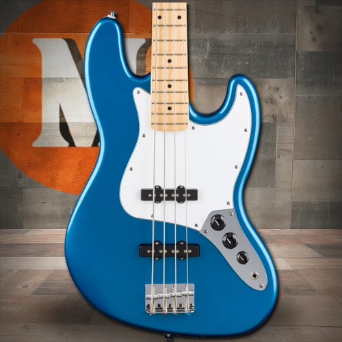 Fender Standard Jazz Bass Maple Fingerboard, White Pickguard, Aqua Marine Metallic | Musician Madness
