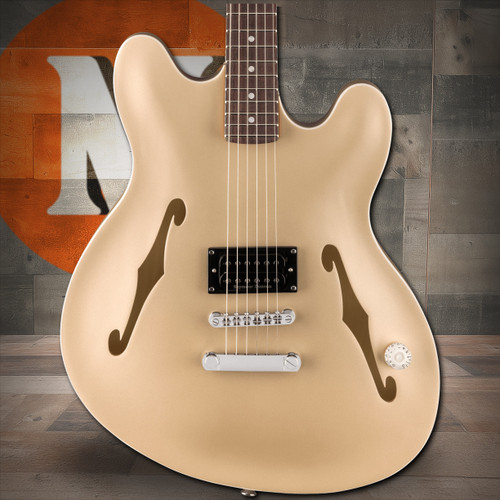 Fender Tom DeLonge Starcaster Rosewood Fingerboard, Chrome Hardware, Satin Shoreline Gold | Musician Madness