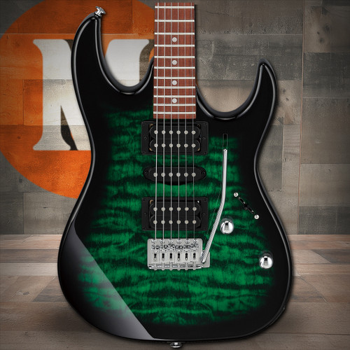 Ibanez GIO RX 6 String Electric Guitar - Transparent Emerald Burst (GRX70QATEB) | Musician Madness