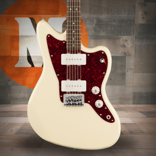 Squier Paranormal Jazzmaster XII - Laurel Fingerboard - Tortoiseshell Pickguard - Olympic White | Musician Madness