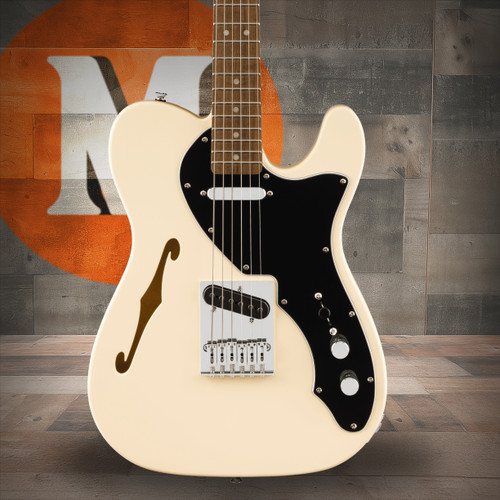 Squier Affinity Series Telecaster Thinline - Laurel Fingerboard - Black Pickguard - Olympic White | Musician Madness