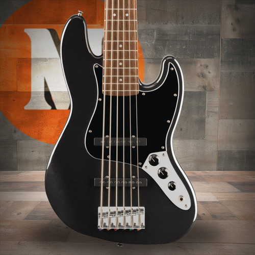 Squier Affinity Series Jazz Bass VI - Laurel Fingerboard - Black Pickguard - Black Metallic | Musician Madness