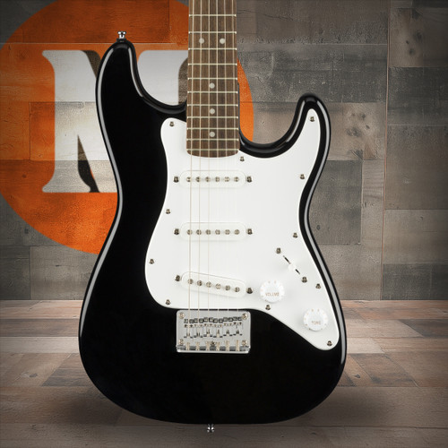 Squier Mini Stratocaster - Laurel Fingerboard - White Pickguard - Black | Musician Madness