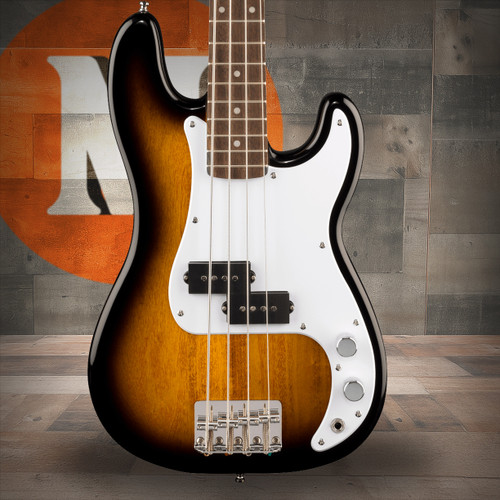 Squier Mini Precision Bass - Laurel Fingerboard - White Pickguard - 2-Color Sunburst | Musician Madness