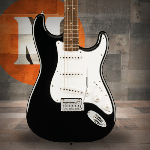Squier Affinity Series Stratocaster Mustang Micro Pack - Laurel Fingerboard - Black - Gig Bag - HD9 - US - CA - EU - AU - JP | Musician Madness
