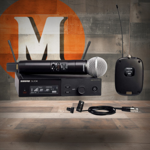 Shure SLXD124/85-G58 Wireless System with SLXD2/58 Handheld SLXD1 Bodypack and WL185 Mic G58 Band | Musician Madness