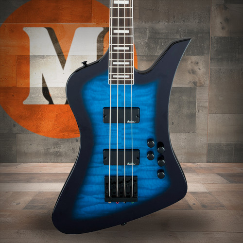 Jackson JS Series Kelly Bird JS3Q - Amaranth Fingerboard - Transparent Blue Burst | Musician Madness