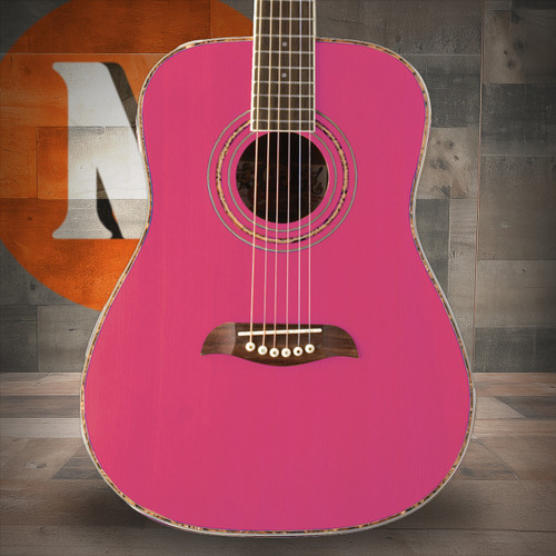 Oscar Schmidt OGHSP-A 1/2 Dreadnought Acoustic Guitar. Pink (OGHSP-A-U) | Musician Madness