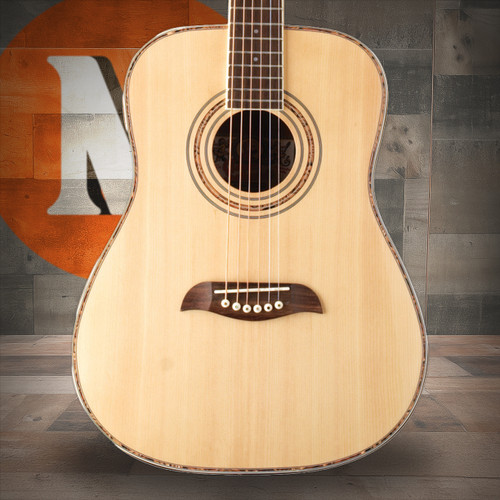 Oscar Schmidt OGHS-A 1/2 Dreadnought Acoustic Guitar. Natural Spruce (OGHS-A-U) | Musician Madness