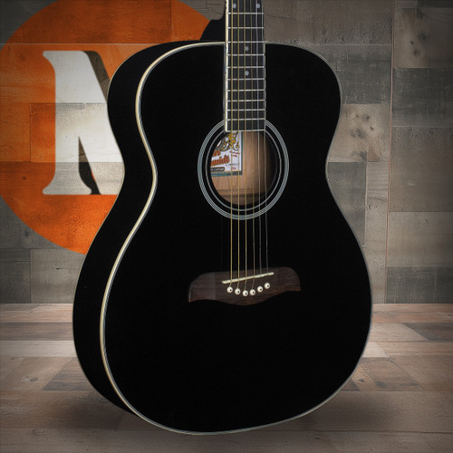 Oscar Schmidt OAB-A Auditorium Acoustic Guitar. Black (OAB-A-U) | Musician Madness