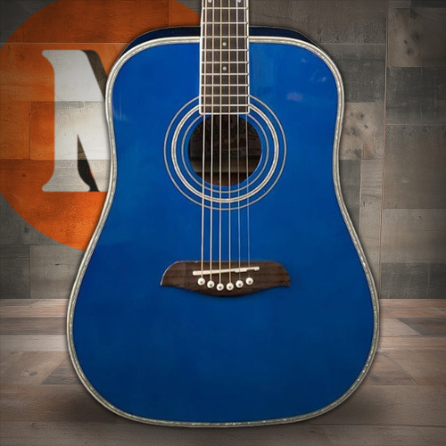 Oscar Schmidt OG2TBL-A Dreadnought Acoustic Guitar. Trans Blue (OG2TBL-A-U) | Musician Madness