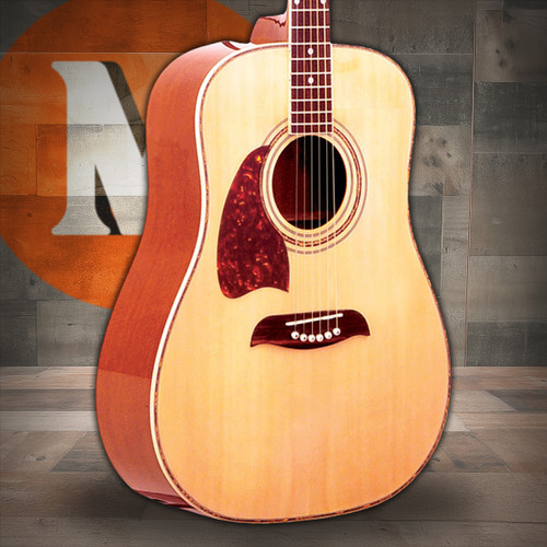 Oscar Schmidt OG2NLH-A Dreadnought Left-Handed Acoustic Guitar. Natural Spruce (OG2NLH-A-U) | Musician Madness