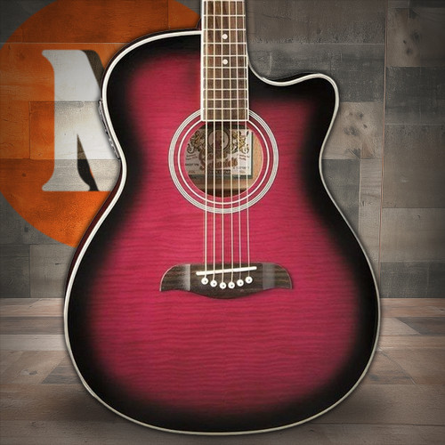 Oscar Schmidt OACEFTPB Auditorium Acoustic Electric Cutaway with Pre/Amp. Trans Purple (OACEFTPB-A-U) | Musician Madness
