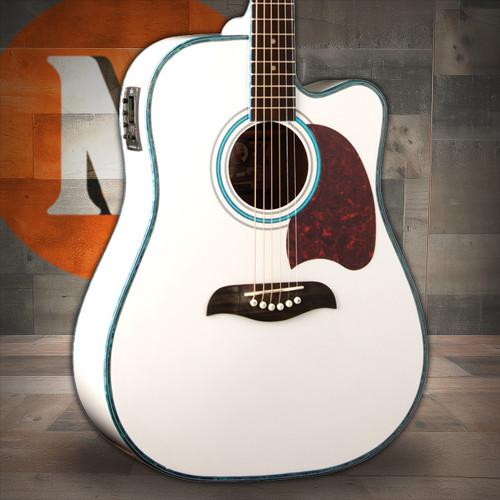 Oscar Schmidt OG2CEWH-A Dreadnought Cutaway Acoustic Electric. White (OG2CEWH-A-U) | Musician Madness