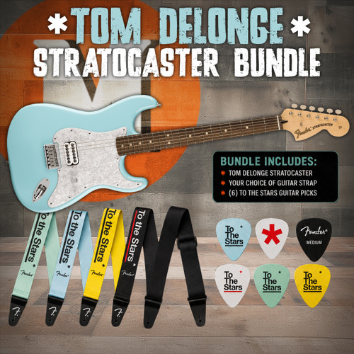Fender Tom DeLonge Stratocaster Rosewood Fingerboard - Daphne Blue  Picks & Strap Bundle | Musician Madness