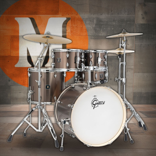 Gretsch Energy 5pc Drum Kit, with Hardware & Cymbals - Grey Steel (GE4E825) | Musician Madness