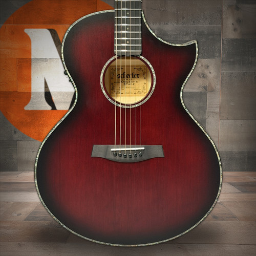 Schecter Orleans Stage Electric Acoustic Guitar - Vampyre Red Burst Satin (VRBS) (3710) | Musician Madness