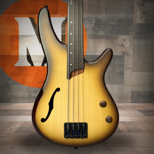 Ibanez SR Bass Workshop 4 String Electric Bass - Hollow Body Fretless - Natural Browned Burst Flat (SRH500FNNF) | Musician Madness