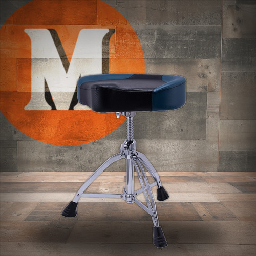 Mapex T855BL DBL Braced 3-Leg Blue Leather Breathable Saddle Throne | Musician Madness