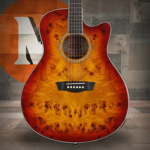 Washburn Deep Forest Burl ACE Acoustic Guitar - Amber Fade (DFBDA) | Musician Madness