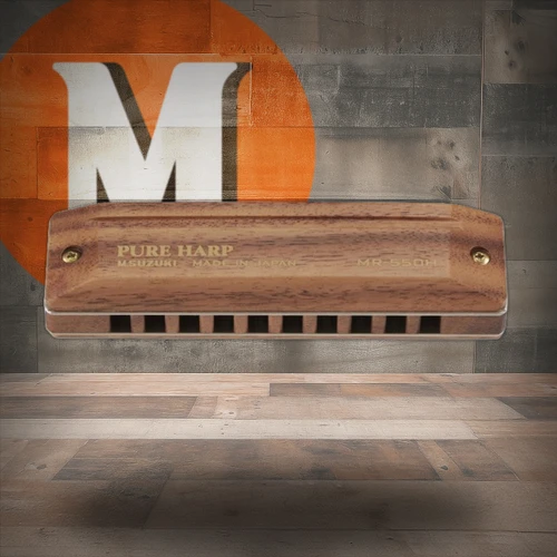 Suzuki MR-550H-F# Koa Pure Harp 10-Hole Diatonic Harmonica. Key of F# (MR-550H-F#-U) | Musician Madness