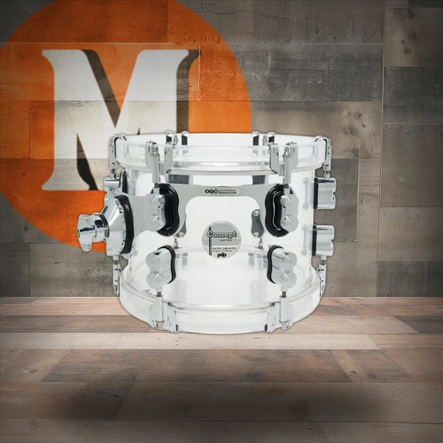 PDP Concept Acrylic 7" x 10" Tom Drum - Clear with Chrome Hardware (PDCA0710STCL) | Musician Madness