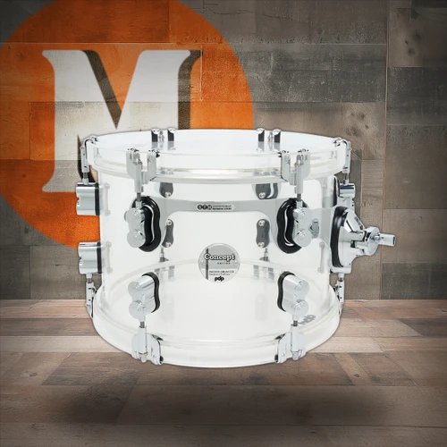 PDP Concept Acrylic 8" x 12" Tom Drum - Clear with Chrome Hardware (PDCA0812STCL) | Musician Madness